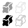 Coal charcoal set icon grey black color vector illustration image solid fill outline contour line thin flat style
