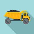 Coal dump truck icon, flat style