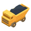 Coal dump truck icon, isometric style