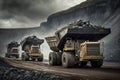 Coal Dump Trucks in an Open Cut Coal Mine. Generative ai