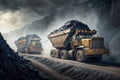 Coal Dump Trucks in an Open Cut Coal Mine. Generative ai