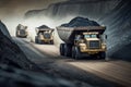 Coal Dump Trucks in an Open Cut Coal Mine. Generative ai