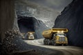 Coal Dump Trucks in an Open Cut Coal Mine. Generative ai