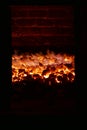 Coal fire in a brick kiln