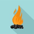 Coal fire icon, flat style