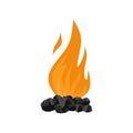 Coal fire icon, flat style