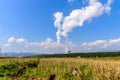 Coal fired electric power plant with agriculture field landscape. Hongsa city, Laos