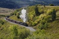 Chama, New Mexico, USA September 28, 2021: Cumbres and Toltec Scenic Railroad traveling along a hillside