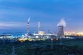Coal-fired power plant in nightfall Royalty Free Stock Photo