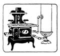 Coal Fuelled Water heater and Stove, vintage illustration