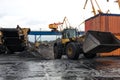 Coal handling operations at the port. Royalty Free Stock Photo