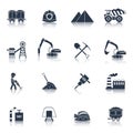 Coal Industry Icons Black Royalty Free Stock Photo