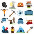 Coal industry icons, characters, icon set for infographics Royalty Free Stock Photo