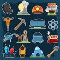 Coal industry icons, characters, icon set for infographics