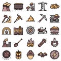 Coal industry icons vector flat Royalty Free Stock Photo