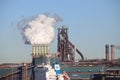 Coal and iron ore are unloaded at sea ships at the steel factory of Tata in IJmuiden the Netherlands.