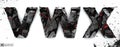 Coal letters V, W, X.on white background, 3d rendering, isolated. Ember alphabet isolated, path save, font.