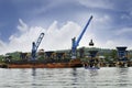 Coal loading and unloading activities at the port