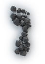 Coal lumps forming a footprint - Royalty Free Stock Photo