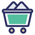 Coal mine cart, coal trolley Vector icon which can easily modify or edit Royalty Free Stock Photo