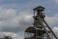For coal mine elevators under a dramatic sky near Maasmechelen Village Royalty Free Stock Photo