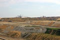 Coal mine with excavators and machinery landscape