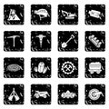 Coal mine icons set grunge vector Royalty Free Stock Photo