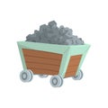 Coal mine trolley, mining industry concept cartoon vector Illustration