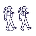 Coal Mine Workers in Hats Line Art Icon