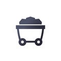 coal minecart, mine wagon icon on white Royalty Free Stock Photo