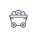 coal minecart, mine wagon line icon Royalty Free Stock Photo