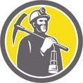 Coal Miner Hardhat With Pick Axe Lamp Front Circle Royalty Free Stock Photo