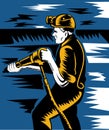 Coal miner with pneumatic drill Royalty Free Stock Photo