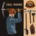 Coal miner with work tools