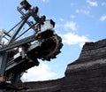 Coal mining with big excavator Royalty Free Stock Photo