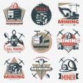 Coal Mining Emblems Set