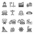 Coal mining factory industry icon set with white background.