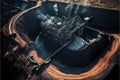 Coal mining industry open pit mine aerial black