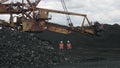 Coal mining open pit worker man