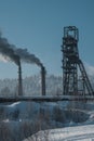 Coal mining plant in Sheregesh, Siberia, Russia Royalty Free Stock Photo