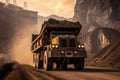 Coal Mining Truck at Industrial Site. AI