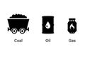 Coal oil gas silhouette icon set. Clipart image Royalty Free Stock Photo