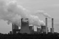 Coal power plant in black and white Royalty Free Stock Photo