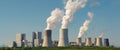 Coal power plant with blue sky in background, panoramic format Royalty Free Stock Photo