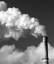 Coal power plant chimney - black and white Royalty Free Stock Photo