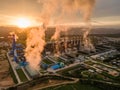 Coal power plant with steam pouring out of the stack. Royalty Free Stock Photo