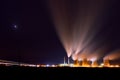 Coal power station Prunerov at night, view of smoking coal power plant Royalty Free Stock Photo