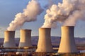 Coal power station at susnet, Smoke towers Royalty Free Stock Photo