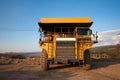 coal-preparation plant. Big yellow mining truck at work site coal transportation Royalty Free Stock Photo