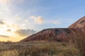 Coal slagheap and beautiful sunset in eastern Ukraine Royalty Free Stock Photo